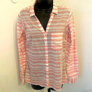 Columbia Early Tide Button Shirt Womens Pink Long Sleeve Striped Outdoor XS
